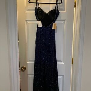 Elegant Sequin Embellished Blue Prom Dress